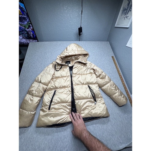 Sam Edelman Hooded Puffer Jacket‎ Sz.-M Cashmere Beige Read - Picture 3 of 11